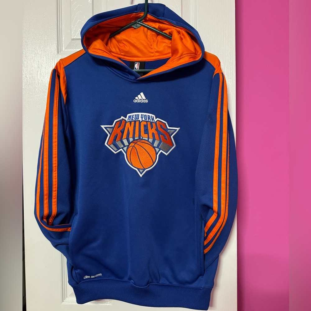 Adidas Knicks Blue and Orange Hoodie